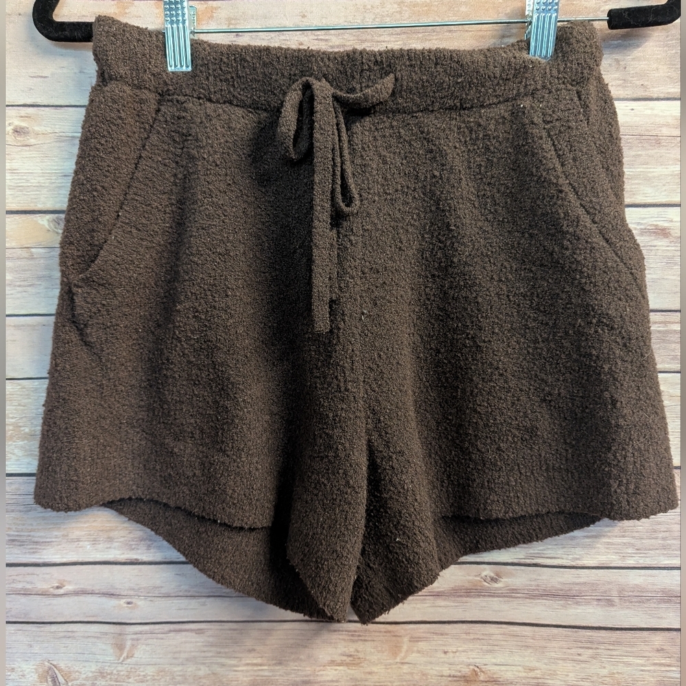 Terry Cloth Brown Sleep Women's Shorts, Size S